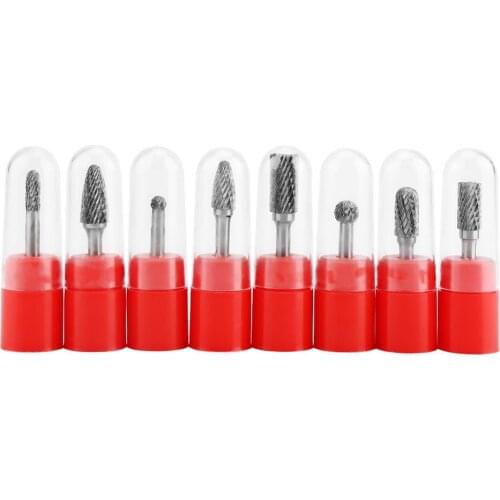 8Pcs Double Cut Tungsten Steel Carbide Rotary Burr Die Grinder Bit Rotary Burrs Metalworking Rotary Files Tool Set High Quality