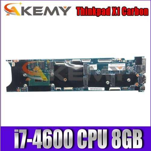 Akemy For Original Laptop Lenovo ThinkPad X1 CARBON TYPE 20A7 20A8 Motherboard Mainboard I7 i7-4600 CPU 8GB With Fan FRU 00UP985