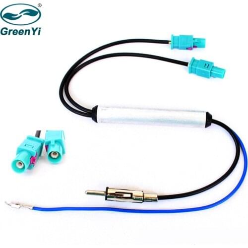 GreenYi One Way OEM Car Radio Antenna Adapter Diversity System Fakra for Audi VW BMW Volkswagen Radio DVD Player