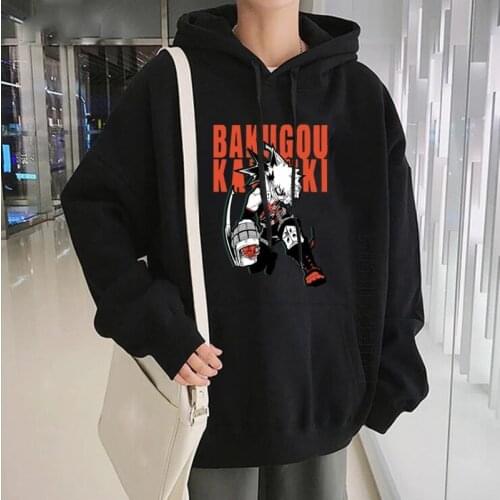 Bakugo Katsuki My Hero Academy Anime Print Womens Hooded Tops Streetwear Men Sweatshirt Style Oversized Hoodies