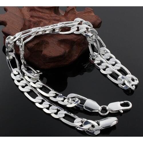 Free shipping Popular Beautiful fashion Elegant silver color jewelry charm Men Women 8MM chain pretty Necklace wedding N018