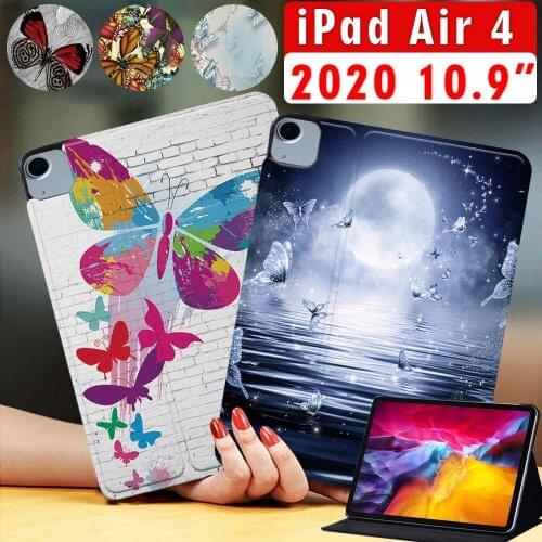 Tablet Case for Apple IPad Air 4 2020 10.9 Inch Butterfly Print Pattern Protective Cover + Free Stylus