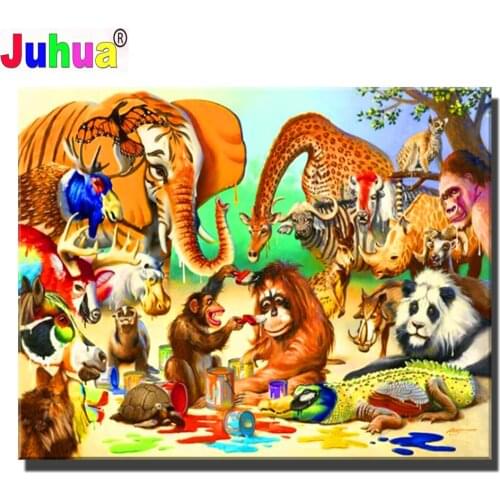 Diy Photo Custom Animal Family Lion Tiger Diamond Painting Full Square round drill resin Mosaic Diamond Embroidery unique Gift