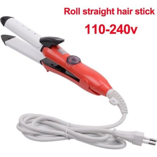 Dual-use 2 In1 Curling Iron/Straight Hairdressing Roll straight hair stick Electric hair straightener hairdressing tool
