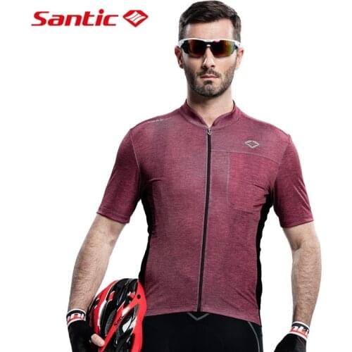 SANTIC Breathable Men Cycling Jerseys Short Sleeve Tops Anti-UV Outdoor Riding Clothing Quick Dry Sport Shirt Cycling Equipment