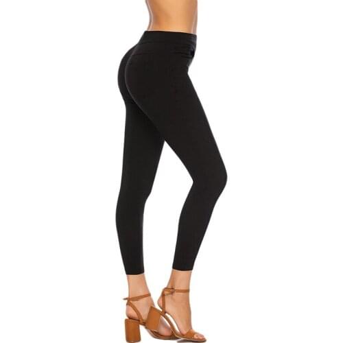 Elegant High Waist Pants Women Pencil Skinny Pants Office Ladies Trousers Casual Slim Black Capris 2021