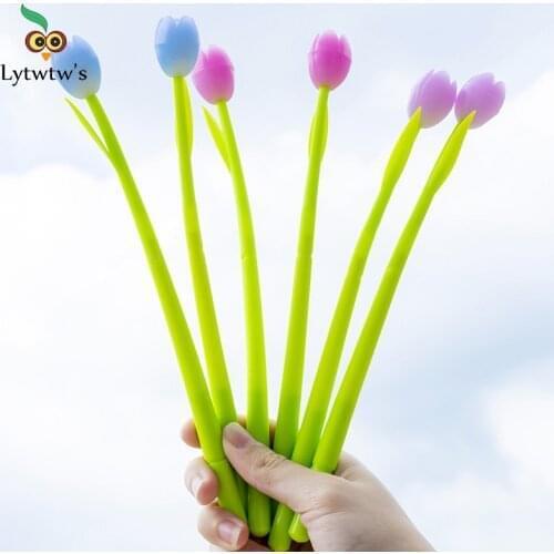 Creative Discolor Tulip Gel Pen Kawaii Cute Flower Novelty Girl Gift School Office Stationery Supplies sweet pretty lovely funny