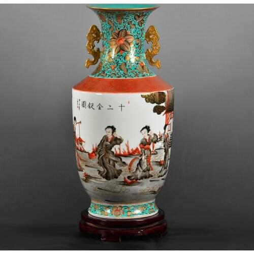 Jingdezhen Ceramic Vase Hand Painted Antique Yong Zheng Pastel Decai Home Decoration Collection Gift ceramic porcelain vase