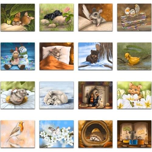 Round Diamond embroidery Animal rabbit mouse Full Square Diamond mosaic duck bear 5D Diamond painting Cross stitch bird hedgehog