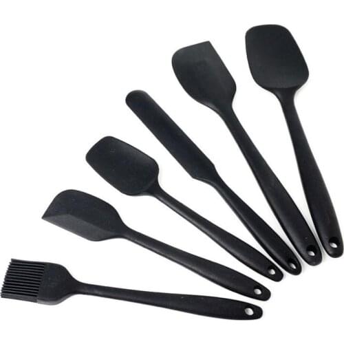 Silicone Spatula Set 6 Piece Non-Stick Heat Resistant Rubber Spatula Spoon Brush Kitchen Baking Tools with Stainless Steel Core