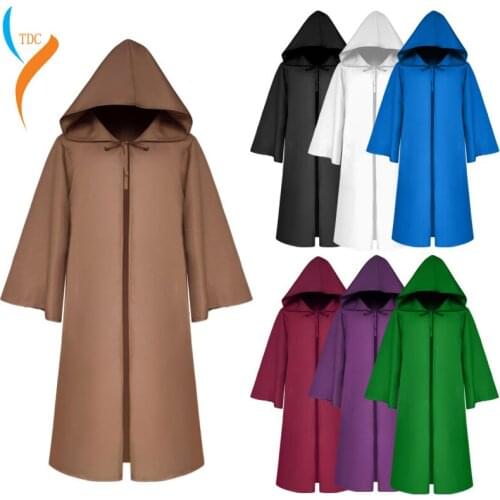 Halloween Death wizard Cloak Cosplay Costume Monk Hooded Robes Cloak Cape Friar Medieval Renaissance Priest kids adult