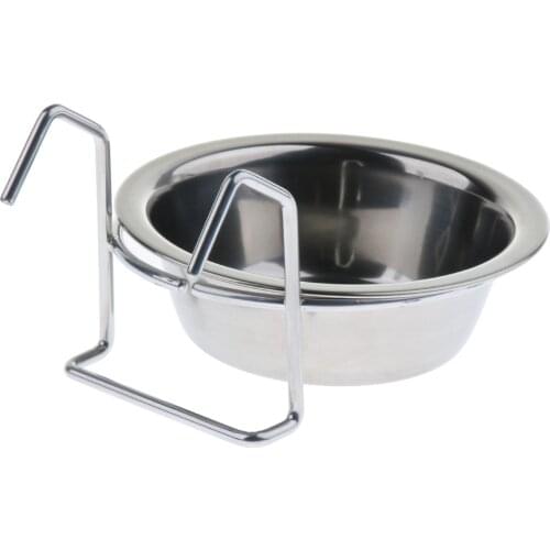 Stainless Steel Pet Bird Cage Food Water Bowl Parrot Coop er Cup, new