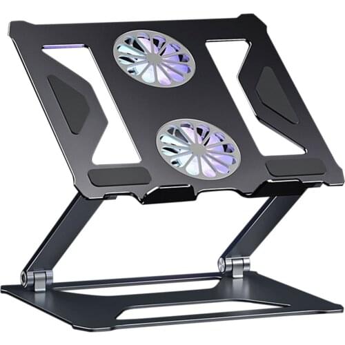 New Foldable Table Laptop Stand With Dual Cooling Fan Ergonomic Aluminum Desk Portable Adjustable Laptop Holder Accessories