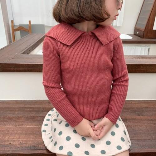 Autumn Winter Girl Knitting Coat Kids Baby Cardigan Jumper Girls Sweaters Turn Down Collar Jacket Sweaters Childrens Clothing