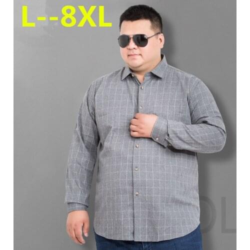 Plus 8XL 6XL 5XL 4XL Men Cotton Dresss Shirts Autumn Long Sleeve Slim Fit Business Brand Male Chemise Homme Social Plaid Shirts