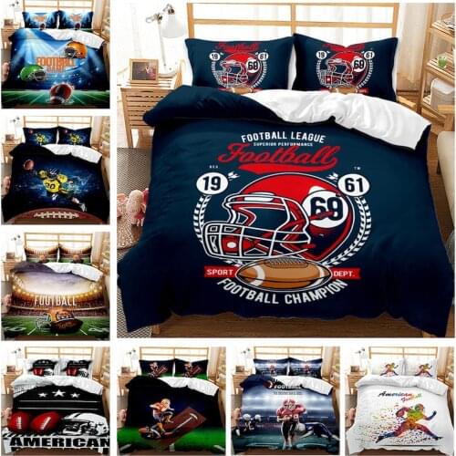 Sports Fitness Series Pillowcase 3D Printing 1 Set Of Football Basketball Rugby Baseball Quilt Cover Bedding Set Home Textiles
