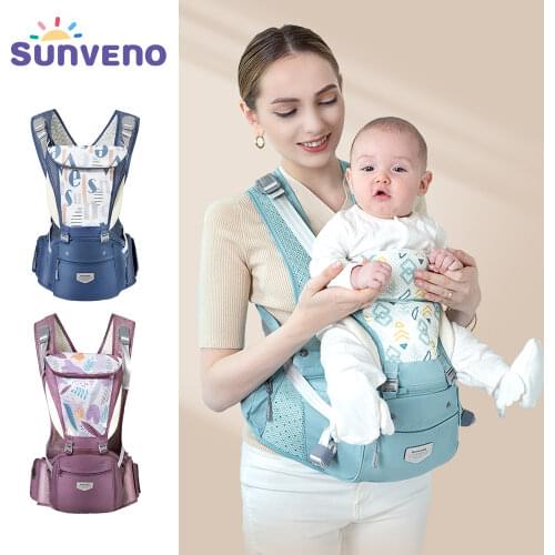 Sunveno Breathable Ergonomic Baby Carrier Kangaroo Sling Child Baby Holder Hip Seat Waist Tool Wrap Baby Travel Gear in Summer