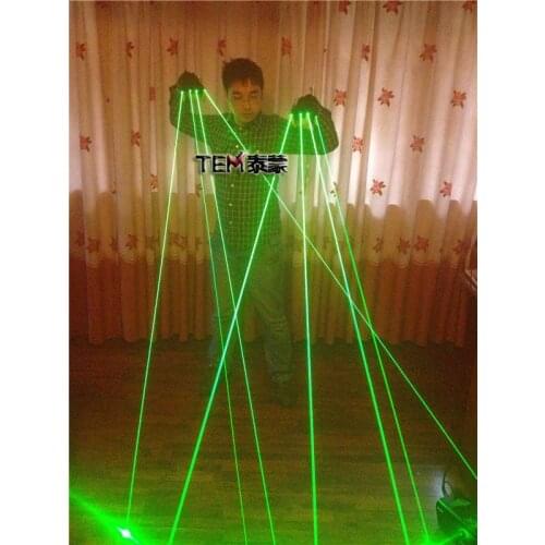 Super cool Nightbar singer DJ stage show 4 fingers 532nm 50mW Green Laser Gloves LED light Gloves