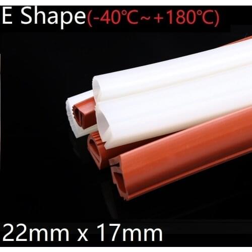 E Shape Seal Strip 22mm x 17mm Soft Silicone Rubber Car Sealing Bar Oven Freezer Door Steaming Machine Weatherstrip Red White