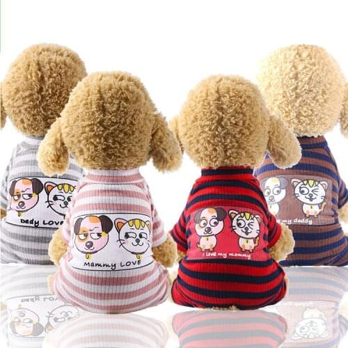 Spring and autumn comfortable soft four-legged pet clothes cat pattern clothes couple dog clothes pajamas air suit