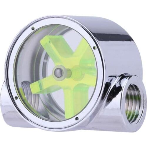 Water Flow MeterG1/4 5-Leaves Impeller Metal Water Flow Meter Indicator for Computer PC Water Cooling System1.73 X 1.38 X 0.98in