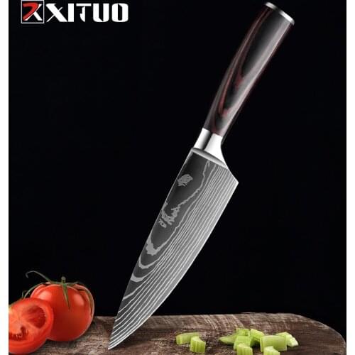 XITUO 6 Inch Chef knife Home Kitchen Knives Laser Damascus Pattern Sharp Japanese Santoku Knife Cleaver Slicing Knife Cooking
