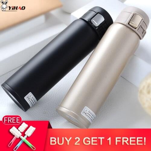 YiHAO 320ml 420ml Stainless Steel Bouncing Cover Holding The Cups Creative Fashion Vacuum Flask Insulation Cup Water Bottle