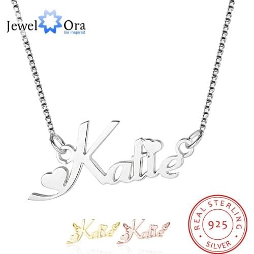 Customized Russian Name Necklace Personalized Real 925 Sterling Silver Pendant Nameplate Gift for Girlfriend (JewelOra NE101622)