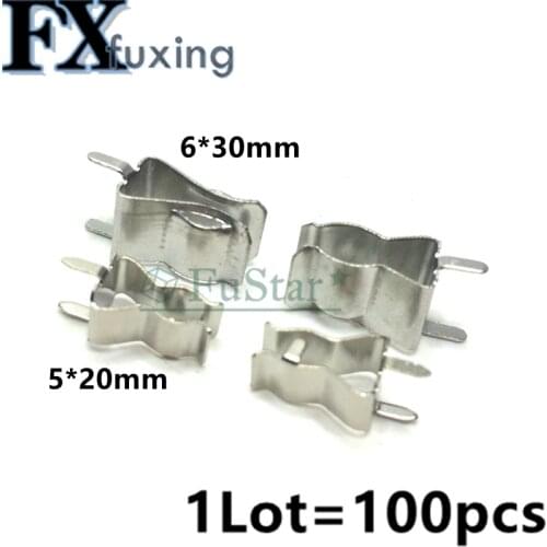 60pcs 5*20mm 6*30 mm The fuse clip Fuse holder Fuse clip 5X20MM Insurance header Copper clamp 6x30mm