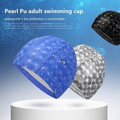 Pearl Tab Shower Swim Hat Pool PU Swimming Cap Swim Pool Hat Waterproof Men Women