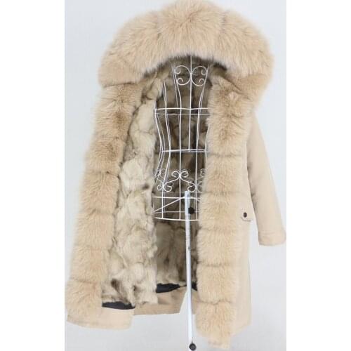 MENINA BONITA 2021 Real Fur Coat X-long Waterproof Parka Winter Jacket Women Natural Fox Fur Hood Warm Detachable Outerwear