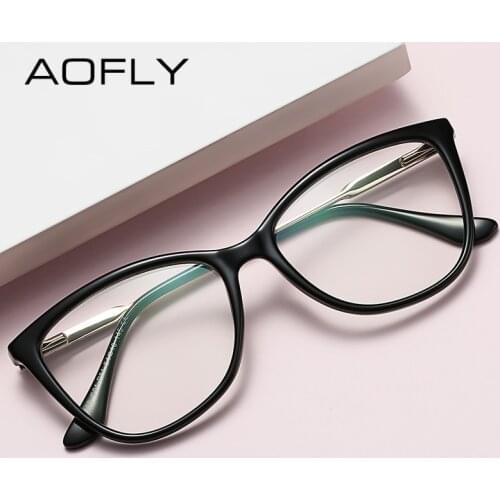 AOFLY Blue Light Glasses For Women Fashion Metal Spring Hinge Small Square Optical Eyewear Frame Ladies Vintage Eyeglasses UV400