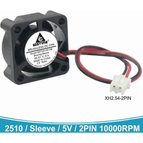 20 pieces lot Gdstime 5V 2Pin XH2.54 25x25x10mm 25mm x 10mm Mini DC Cooling Fan For PC Video Card 2510S