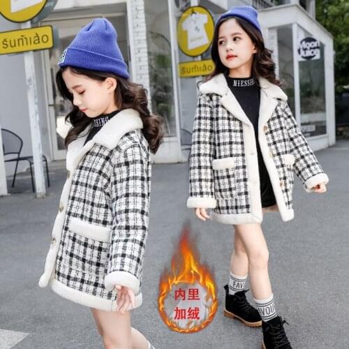 2019 Girl boy winter Plaid coat girls fashion casual thickened Cashmere Coats Kids Children Warm Jacket