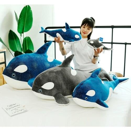 30-100cm Big Blue Whale Soft Plush Stuffed Sleeping Fish Pillow Shark Sea Animal Lovely Baby Childrens Birthday Gift Doll