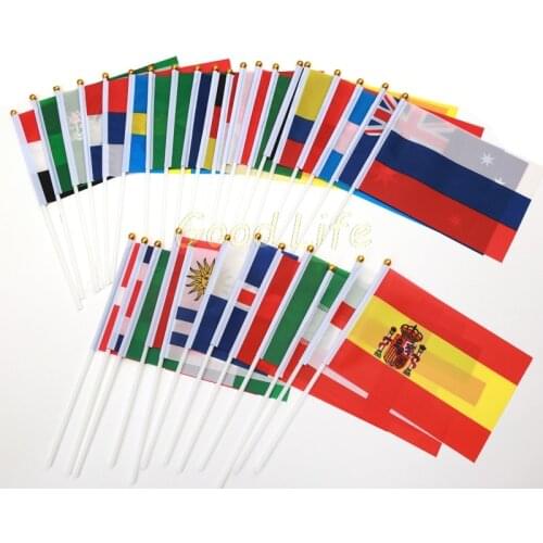 36pcs 2020 EURO Cup Participating Countries Hand Flags With Poles Small bandeir Team banderas for Football Club Soccer Fans