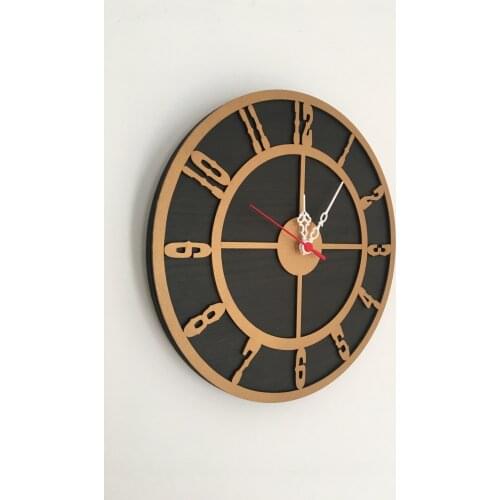 North Designed Tuşpa Gold Circle Decorative Wall Clock 30 Cm
