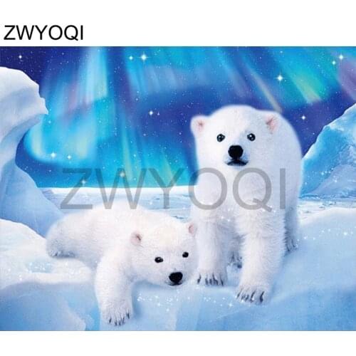 DIY 3D Diamond mosaic Polar bear Full Round Diamond painting Cross stitch Polar bear Full Square Diamond embroidery Polar bear