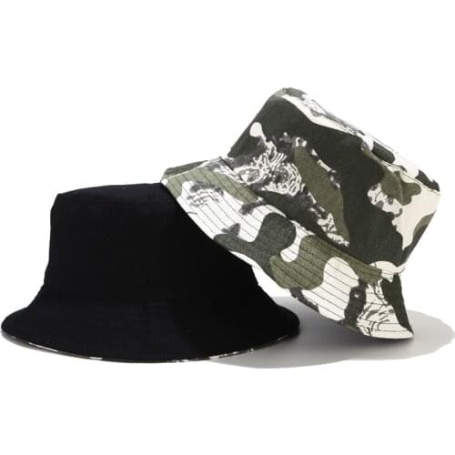 Reversible Print Camouflage Bucket Hat Hiking Hat Travel Suncreen Panama Sport Fisherman Unisex Cap Chapeau Gorro For Women Men