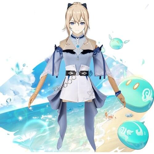 Genshin Impact Jean Cosplay Costume Sea Breeze Dandelion Swimsuit Skin Lovely Uniform Pool Party Summer Swimwear Women NEW