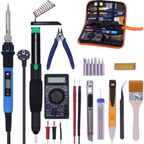 80W Electric Soldering Iron kit Adjustable Temperature Multimeter Welding Tool Desoldering Pump Tin Wire Pliers Welding