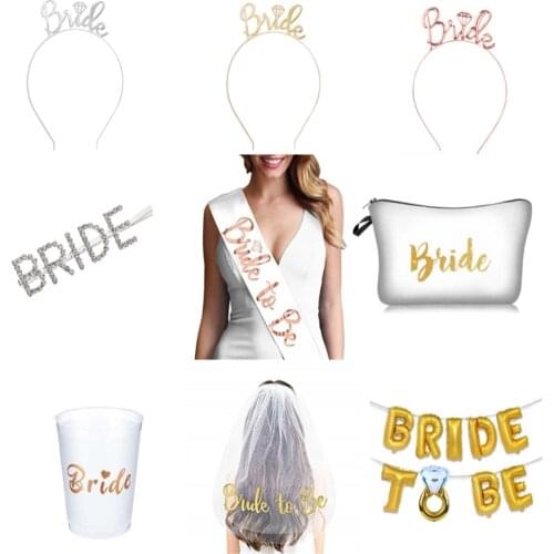 Bride To Be Veil Team Bride Quilt Satin Belt Wedding Decoration Bride Shower Girls Hen Party Gift Party Decoration Supplies -C