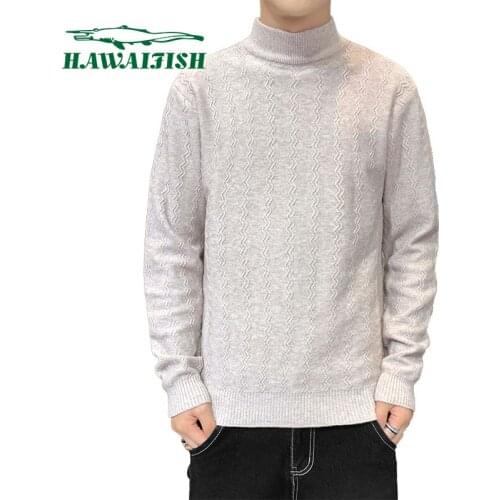Hawaifish brand mens sweater Autumn Winter Fashion Turtleneck Men Thin Sweaters Casual Roll Neck Solid Warm Slim Fit Sweaters