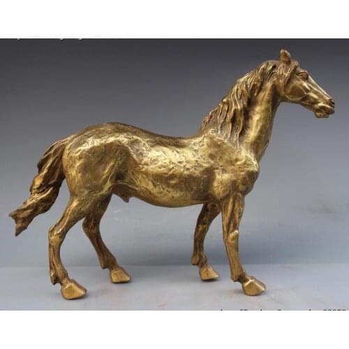 China Folk FengShui Brass Copper Zodiac Horse Animal Success Running Art Statue