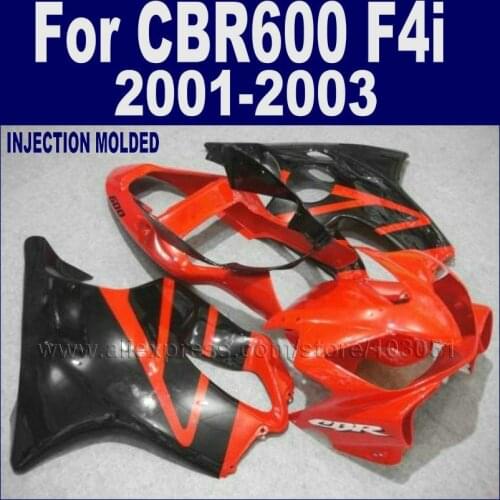 Customize free motorcycle injection fairings kit for Honda 2001 2002 2003 CBR 600 F4i 01 02 03 cbr600f4i red black fairing set