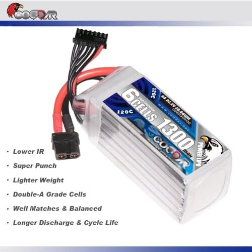 CODDAR 22.2V 1300mAh 120C 6S LiPo Battery With XT60 Plug For Beta Racing Helicopter RC Quadrotor FPV Drone Boat Parts