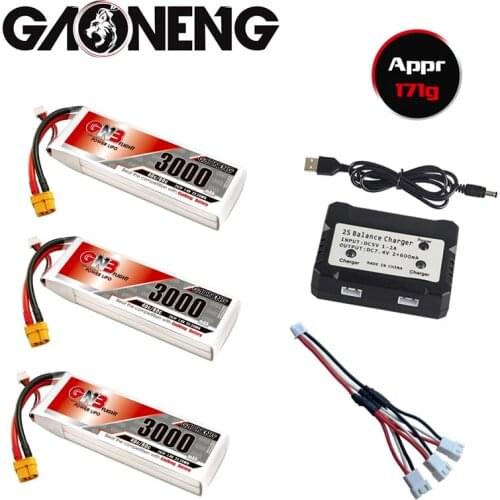 GNB 3000mAh 7.4V 2S 40C/80C Lipo Battery With XT60 Plug + charger For RC Helicopter Quadcopter FPV Racing Drone Parts