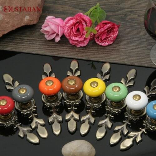 LSTABAN European-style Modern Minimalist Childrens Room Wardrobe Cupboard Door Ceramic Color Single Hole Zinc Alloy Handle