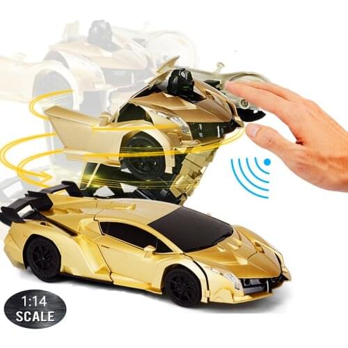 1:14 RC Car 29CM Music 2.4Ghz Induction Transformation Robot Deformation Gesture Sensing Remote Control Car Toy for Children B04