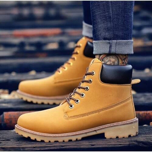 2021 Black High Top Mens Boots Leather Winter Snow Boots Men Waterproof With Keep Warm Timber Bot Booties Land Shoes